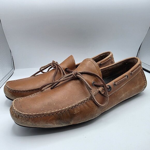 Salvatore Ferragamo Mens Size 12 Brown Leather Driving Loafer Shoes ZM02669 main image 6